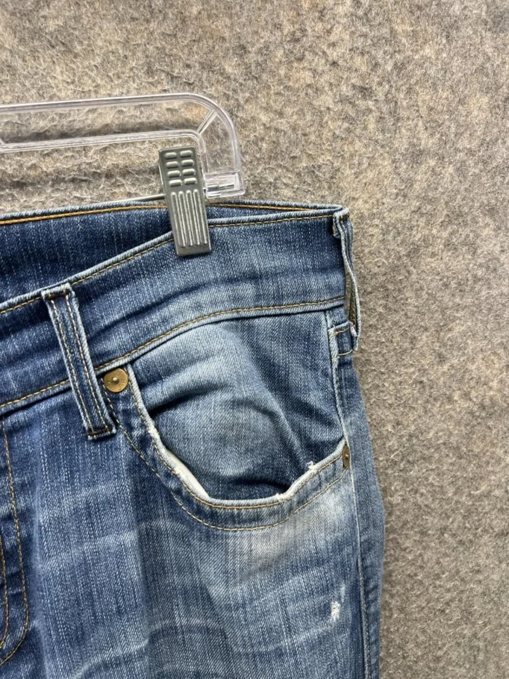 True Religion Geno Relaxed Slim Jeans Mens 32 Blue Stretch Denim Distressed